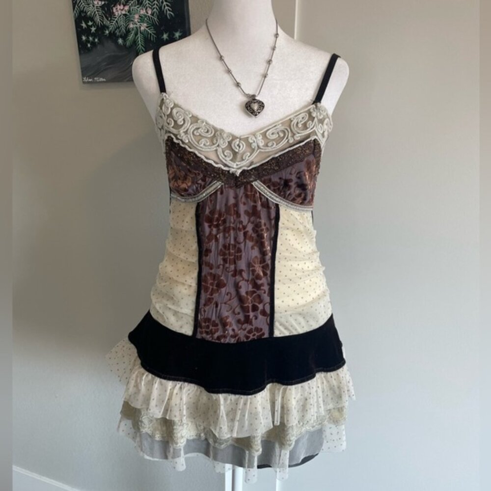 brown and ivory fairy cami top